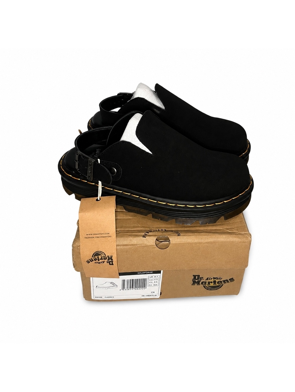 Dr. Martens Wildhorse Black Suede Slingback Mules Clogs NWB Women’s US 8.5